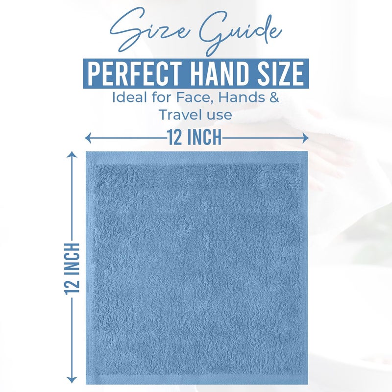 DAN RIVER 24 Pack Wash Cloths for Showering [12x12] - 100% Cotton Washcloths Premium Quality Flannel Face Cloths for Bathroom, Highly Absorbent and Soft Feel Wash Clothes, M Blue - Image 2